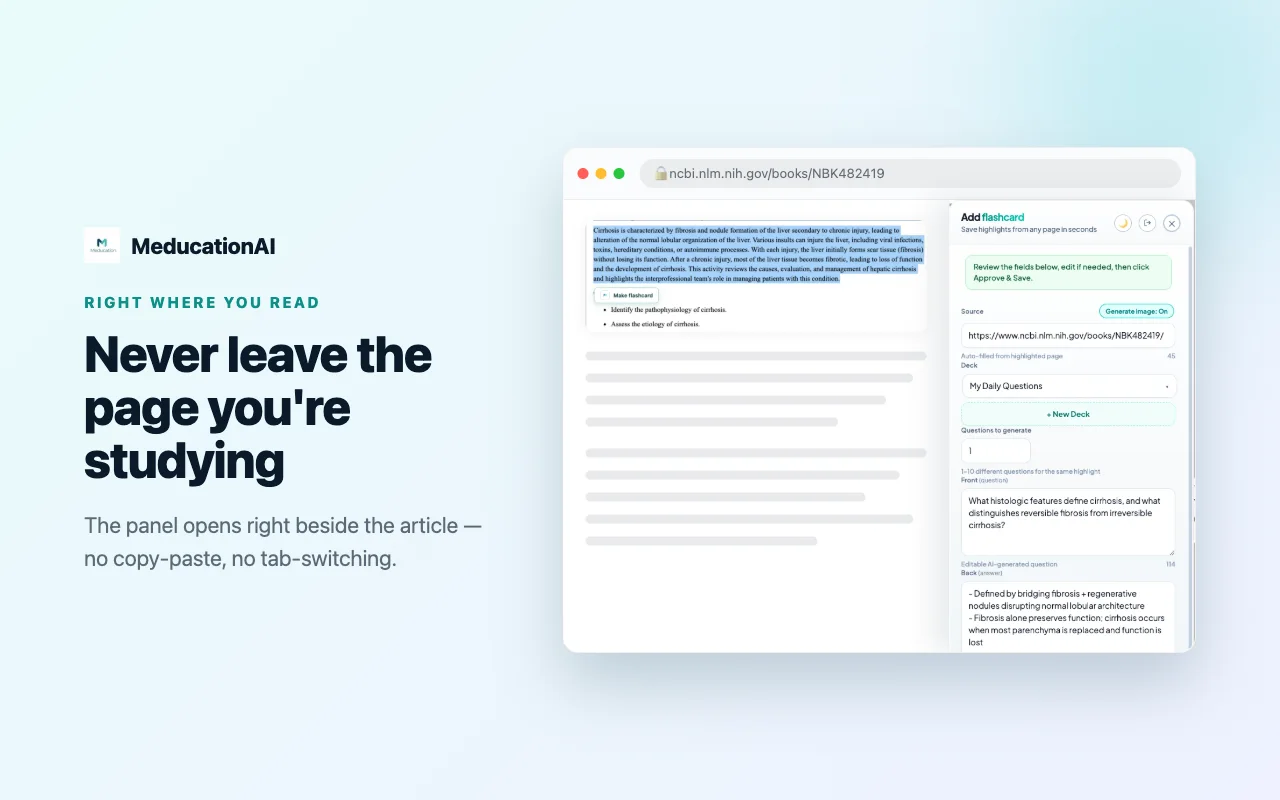 The extension panel opens beside the article, with no copy-paste and no tab-switching