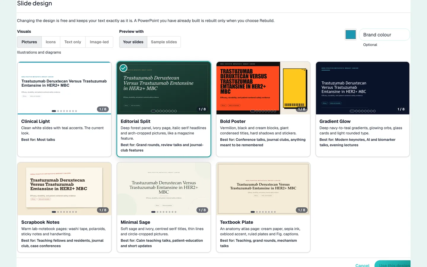 See your own talk in every design before you choose