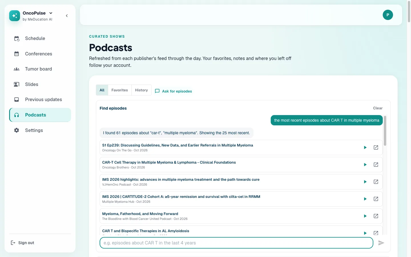 Ask for episodes in plain language